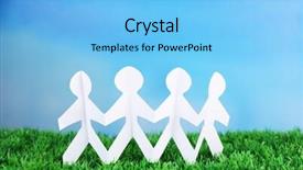  Presentation with hands holding - Cool new PPT layouts with paper group of people holding backdrop and a light blue colored foreground