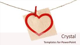  Presentation with hang - Audience pleasing slide set consisting of paper heart and empty sheet hang on cord isolated on white background backdrop and a lemonade colored foreground