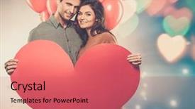  Presentation with balloon - Amazing slides having paper heart and red balloon backdrop and a  colored foreground