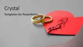  Presentation with wedding rings - Cool new slide set with paper heart cut in half backdrop and a light gray colored foreground