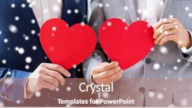  Presentation with snow day - Theme consisting of paper heart shapes on wedding background and a coral colored foreground