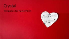  Presentation with music notes - Audience pleasing PPT layouts consisting of paper heart with music notes backdrop and a  colored foreground