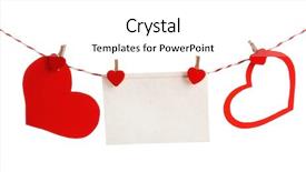  Presentation with hang - Slide deck with paper hearts and empty sheet background and a white colored foreground