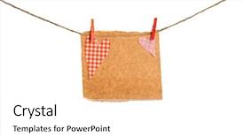  Presentation with hang - Amazing slide deck having paper hearts and empty sheet hang on cord isolated on white background backdrop and a white colored foreground