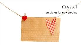 Presentation with hang - Slide set with paper hearts and empty sheet hang on cord isolated on white background background and a white colored foreground