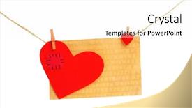  Presentation with hang - PPT theme having paper hearts and empty sheet hang on cord isolated on white background background and a white colored foreground
