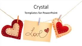  Presentation with hang - Theme featuring paper hearts and sheet hang on cord isolated on white background and a white colored foreground