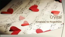  Presentation with love music - Cool new PPT theme with paper hearts on yellowed music backdrop and a lemonade colored foreground