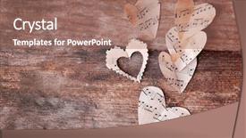  Presentation with music hearts - Audience pleasing PPT layouts consisting of paper hearts with music notes backdrop and a  colored foreground