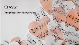 Presentation with music note - Theme consisting of paper hearts with music notes background and a light gray colored foreground