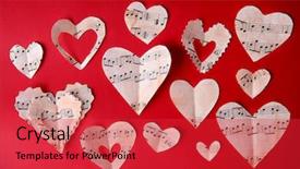  Presentation with music hearts - Slides having paper hearts with music notes background and a  colored foreground