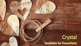  Presentation with music hearts - Amazing slide deck having paper hearts with music notes backdrop and a  colored foreground