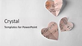  Presentation with music note - Beautiful PPT layouts featuring paper hearts with music notes backdrop and a light gray colored foreground
