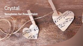  Presentation with heart rhythm - PPT theme having paper hearts with music notes background and a coral colored foreground