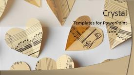  Presentation with music hearts - Beautiful presentation theme featuring paper hearts with notes backdrop and a coral colored foreground