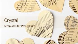  Presentation with music hearts - Amazing slides having paper hearts with notes backdrop and a lemonade colored foreground