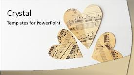  Presentation with music hearts - PPT theme with paper hearts with notes background and a white colored foreground