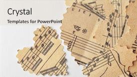  Presentation with music hearts - Amazing slide deck having paper hearts with notes backdrop and a lemonade colored foreground