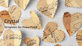  Presentation with music hearts - PPT theme with paper hearts with notes background and a soft green colored foreground