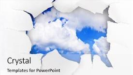  Presentation with sky holy - Slide deck with paper hole and sky - freedom background and a white colored foreground