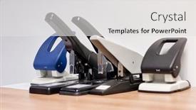  Presentation with classic - PPT layouts consisting of paper-hole-puncher-and-stapler background and a light gray colored foreground