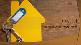  Presentation with house key - Slides with paper-house-and-key background and a gold colored foreground
