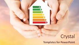  Presentation with hands saving - Cool new presentation design with paper house with energy saving backdrop and a lemonade colored foreground