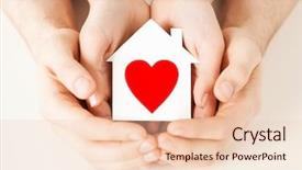  Presentation with family holding hands - Amazing slide deck having paper house with red heart backdrop and a lemonade colored foreground