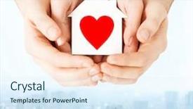  Presentation with real estate - Cool new presentation with paper house with red heart backdrop and a sky blue colored foreground