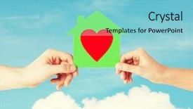  Presentation with green real estate - Presentation theme enhanced with charity real estate and family background and a light blue colored foreground