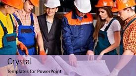  Presentation with builder - Audience pleasing slide deck consisting of paper industry - business group people in builder backdrop and a light blue colored foreground