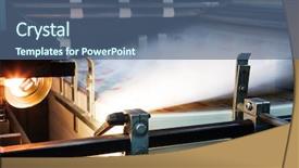 Presentation with printing press - Amazing PPT layouts having paper industry - equipment for a press backdrop and a ocean colored foreground