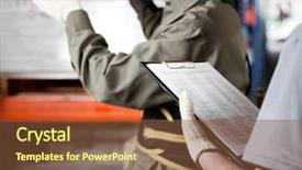  Presentation with foreman - Theme having paper industry - midsection of foreman loading cardboard background and a tawny brown colored foreground