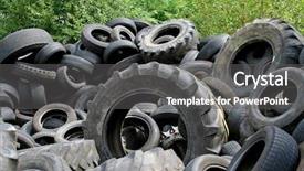  Presentation with recycling paper - Slide deck enhanced with paper industry - tire heap in recycling plant background and a dark gray colored foreground