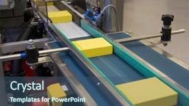  Presentation with paper line - Slide set featuring paper industry - yellow boxes in production line background and a ocean colored foreground