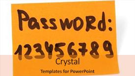  Presentation with password - Colorful PPT theme enhanced with paper keeper - sticker-reminder with most popular password backdrop and a  colored foreground