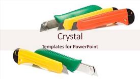  Presentation with knives - Beautiful PPT layouts featuring paper knives of different colors backdrop and a lemonade colored foreground