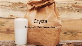  Presentation with milk - Audience pleasing PPT layouts consisting of paper lunch bags with glass backdrop and a coral colored foreground