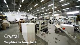  Presentation with machine shop - Presentation theme enhanced with paper machine - big shop in a modern background and a gray colored foreground