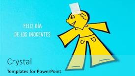  Presentation with paper - Slide deck with paper-man-as-a-prank background and a cyan colored foreground