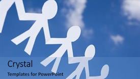  Presentation with sky blue - Beautiful slide set featuring paper man chain on blue backdrop and a  colored foreground