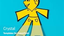  Presentation with feast - Slide deck featuring paper-man-on-a-blue background and a teal colored foreground