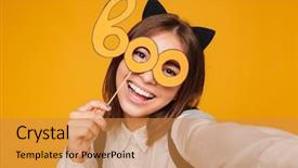  Presentation with wind energy close up portrait - Colorful PPT layouts enhanced with paper mask isolated over orange backdrop and a gold colored foreground