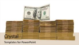  Presentation with stack - Theme consisting of paper money - american dollar stack isolated background and a gold colored foreground
