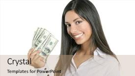 Presentation with success - Amazing presentation theme having paper money - beautiful success businesswoman holding dollar backdrop and a coral colored foreground