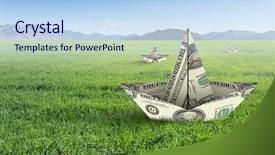  Presentation with financial crisis - Beautiful presentation theme featuring paper money - concept of financial crisis mixed backdrop and a light blue colored foreground