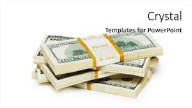  Presentation with dollar - Colorful PPT layouts enhanced with paper money - ten thousand dollar stacks backdrop and a white colored foreground