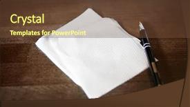  Presentation with table napkin - Slide set consisting of paper napkin and pen background and a tawny brown colored foreground
