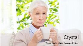  Presentation with medical mhealth healthcare concept - Presentation theme featuring paper napkin drinking hot tea background and a soft green colored foreground