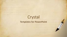  Presentation with old paper ink - PPT theme enhanced with paper note - ink pen on old postal background and a lemonade colored foreground